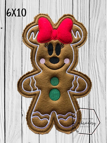 Mrs Mouse Gingerbread Paper Towel Embroidery Design - 6x10